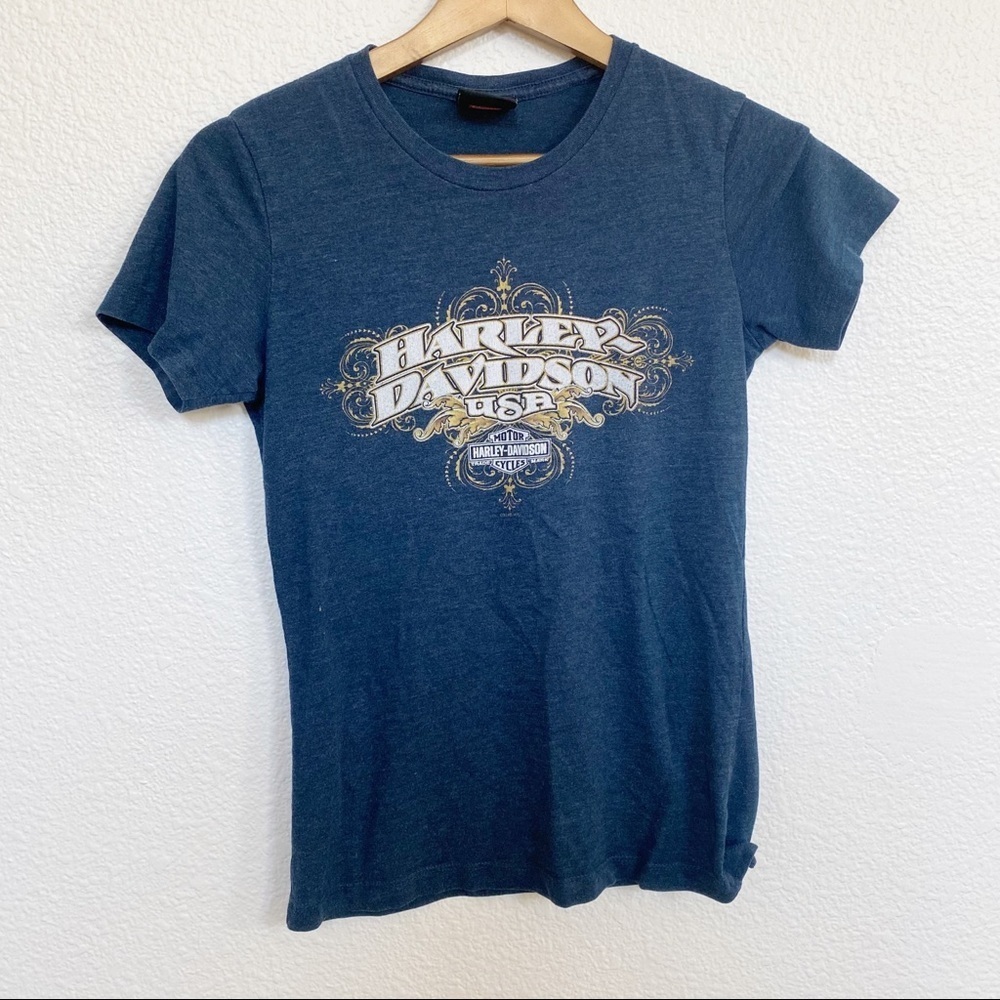 Harley Davidson Blue Tee Shirt Size M
